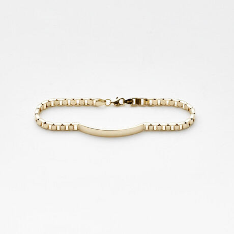 Solid 10K Gold Double Box Link Chain ID Bracelet // 5mm // Yellow Gold // 8"