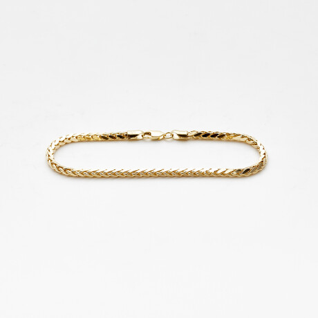 Hollow 10K Gold Round Franco Chain Bracelet // 3.5mm // Yellow Gold