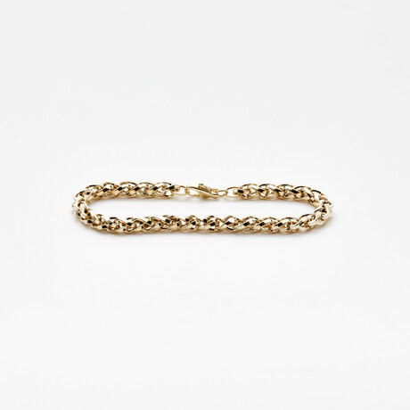 Solid 10K Gold Spiga Wheat Chain Bracelet // 5.5mm // Yellow Gold // 8"