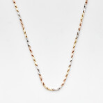 Solid 14K Tri-Color Gold Diamond Cut Nugget Chain Necklace // 1.2mm // Yellow Gold + White Gold + Rose Gold (16" // 4.3g)