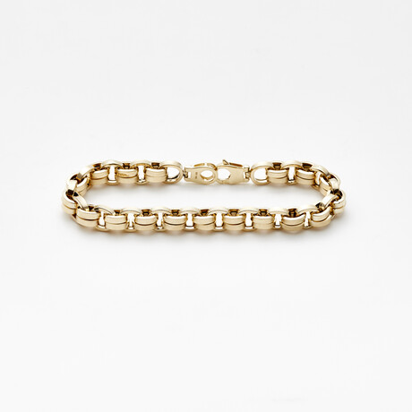 Solid 10K Gold Double Link Rambo Bracelet // 9mm // Yellow Gold // 8.25"