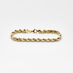 Hollow 14K Gold Italian Rope Chain Bracelet // 7mm // Yellow Gold // 8"