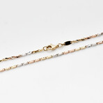 Solid 14K Tri-Color Gold Diamond Cut Nugget Chain Necklace // 1.2mm // Yellow Gold + White Gold + Rose Gold (16" // 4.3g)