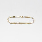 Solid 10K Two-Tone Gold Patterned Chain Link Bracelet // 4mm // Yellow Gold + White Gold // 7.5"