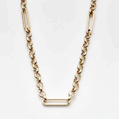 Solid 10K Gold Rolo + Figaro Necklace // 5mm // Yellow Gold (20" // 6.7g)