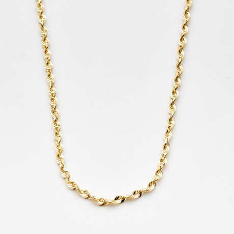 Solid 18K Gold Diamond Cut Rope Chain Necklace // 3mm // Yellow Gold // 24"