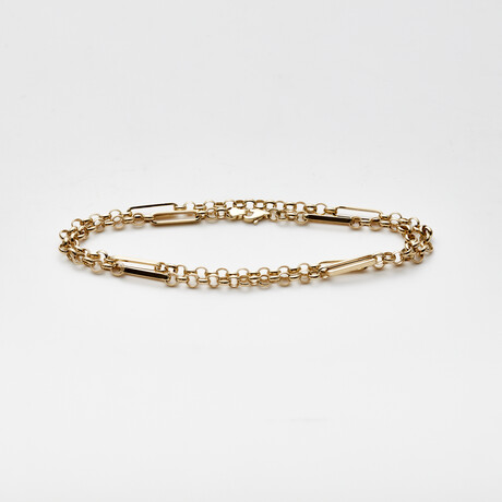 Solid 10K Gold Rolo + Figaro Bracelet // 5mm // Yellow Gold // 8"