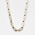 Solid 10K Two-Tone Gold Greek Key Designed Necklace // 5mm // Yellow Gold + White Gold (22" // 15.5g)
