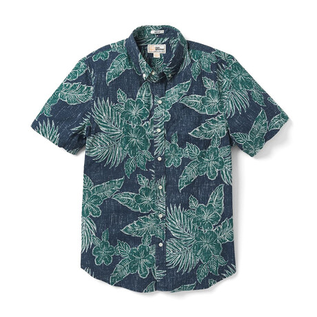 Hibiscus Fronds Tailored Shirt // Dress Blues (S)