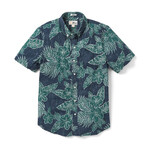 Hibiscus Fronds Tailored Shirt // Dress Blues (S)