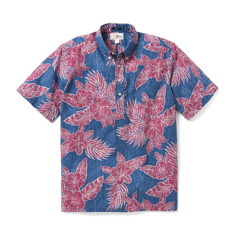 Hibiscus Fronds Pullover // Dark Blue (M)