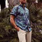Hibiscus Fronds Tailored Shirt // Dress Blues (S)