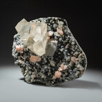 Genuine Chalcedony Stilbite with Twinned Calcite Crystal