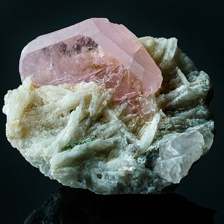 Genuine Morganite on Albite Cluster