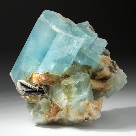 Genuine Aquamarine on Muscovite