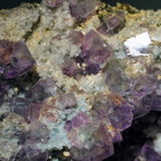 Genuine Purple Fluorite on Calcite Crystal Cluster