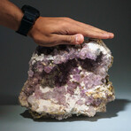 Genuine Purple Fluorite on Calcite Crystal Cluster