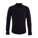Lutsenko Long Sleeve Button Down Shirt // Dark Blue + Claret Red (M)