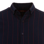 Lutsenko Long Sleeve Button Down Shirt // Dark Blue + Claret Red (XL)