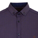 Craddock Long Sleeve Button Down Shirt // Dark Blue + Camel (S)