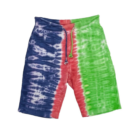 Three Tie Dye Short // Blue + Red + Green (XL)