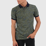 Floral Polo Shirt // Olive Green (Small)