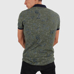 Floral Polo Shirt // Olive Green (Small)