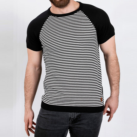 Raglan Striped Knit T // Black + White (Medium)