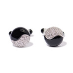 De Ambrosi 18k White Gold + Onyx + White Diamond Cufflinks // Estate