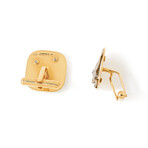 English 18k Yellow Gold + 18k White Gold + Ruby + Diamond Cufflinks // Estate