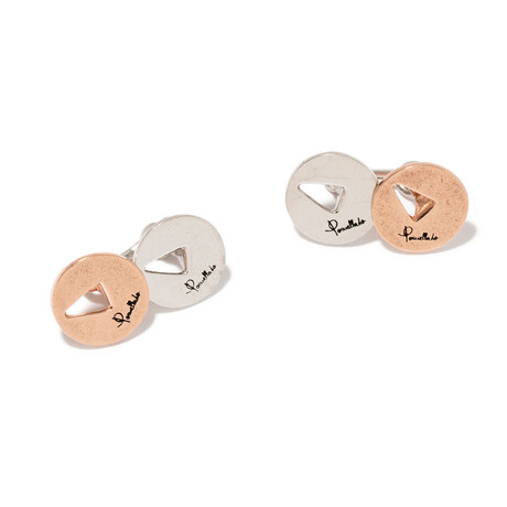 Pomellato 9k Rose Gold + Sterling Silver Cufflinks I // Estate