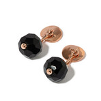 Pomellato 9k Rose Gold + Jet Stone Cufflinks I // Estate