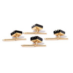 Tallarico 18k Yellow Gold + 18k White Gold + Onyx + Diamond Cufflinks + Shirtlinks Set // 4 Shirtlinks // Estate