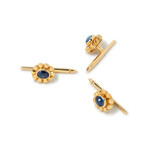 Gucci 18k Yellow Gold + Sapphire Cufflinks + Shirtlinks Set // 3 Shirtlinks // Estate