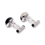 De Ambrosi 18k White Gold + Onyx + White Diamond Cufflinks // Estate