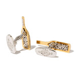 Michael Beaudry 18k Yellow Gold + Platinum + Diamond Cufflinks // Estate