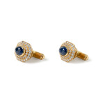 French 18k Yellow Gold + Diamond + Sapphire Cufflinks I // Estate