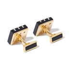 Tallarico 18k Yellow Gold + 18k White Gold + Onyx + Diamond Cufflinks + Shirtlinks Set // 4 Shirtlinks // Estate