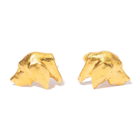 Masriera 18k Yellow Gold Dog Cufflinks // Estate