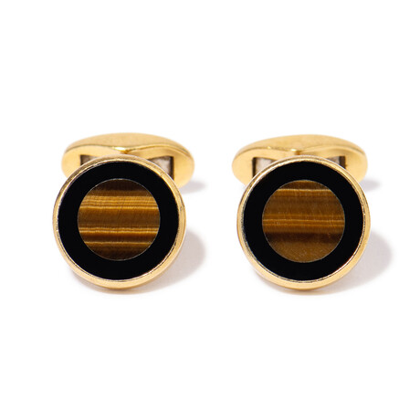 Tiffany & Co. 18k Yellow Gold + Tiger's Eye Cufflinks // Estate