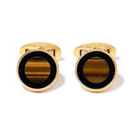 Tiffany & Co. 18k Yellow Gold + Tiger's Eye Cufflinks // Estate