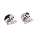 De Ambrosi 18k White Gold + Onyx + Black Diamond Cufflinks // Estate