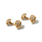 French 18k Yellow Gold + Diamonds Cufflinks // Estate