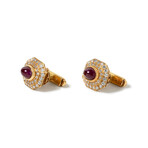 French 18k Yellow Gold + 18k White Gold + Ruby + Diamond Cufflinks // Estate