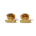 French 18k Yellow Gold + Diamond + Sapphire Cufflinks I // Estate