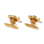 French 18k Yellow Gold + Emerald + Diamond Cufflinks IV // Estate