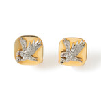 English 18k Yellow Gold + 18k White Gold + Ruby + Diamond Cufflinks // Estate