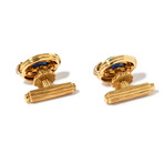 French 18k Yellow Gold + Diamond + Sapphire Cufflinks II // Estate