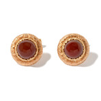 Cazzaniga 18k Tri-Color Gold + Cabochan Carnelian Cufflinks // Estate