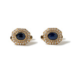 French 18k Yellow Gold + Diamond + Sapphire Cufflinks I // Estate